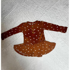 Little Bum and Roses Brown Heart Print Fall Dress 3–6 Months Thanksgiving outfit